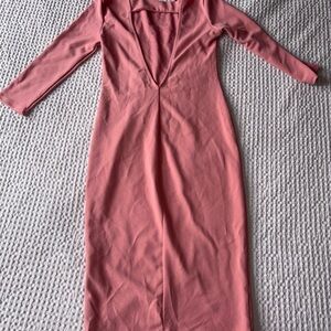 Elegant Pink Long Sleeve Dress
